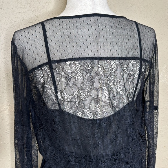 Express Lace V Neck Faux Wrap Blouse - Picture 8 of 10